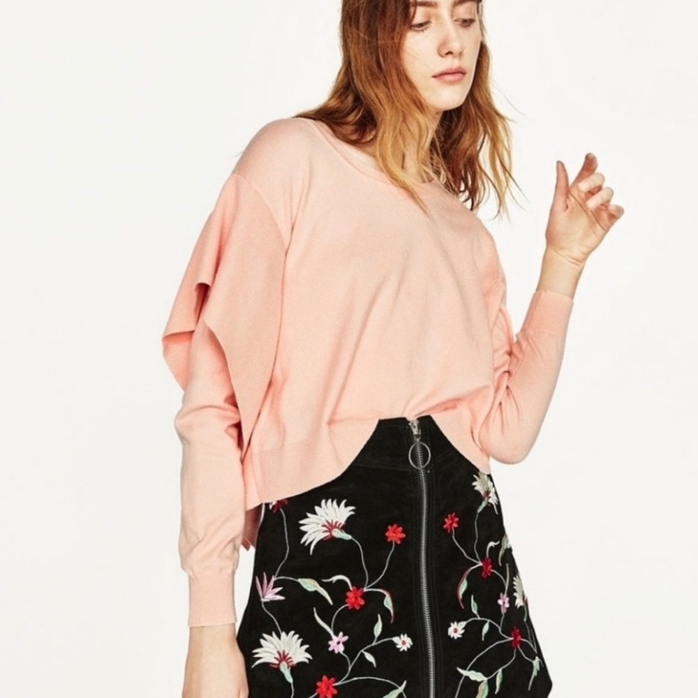 Zara Knit Cropped Sweater Pullover Medium